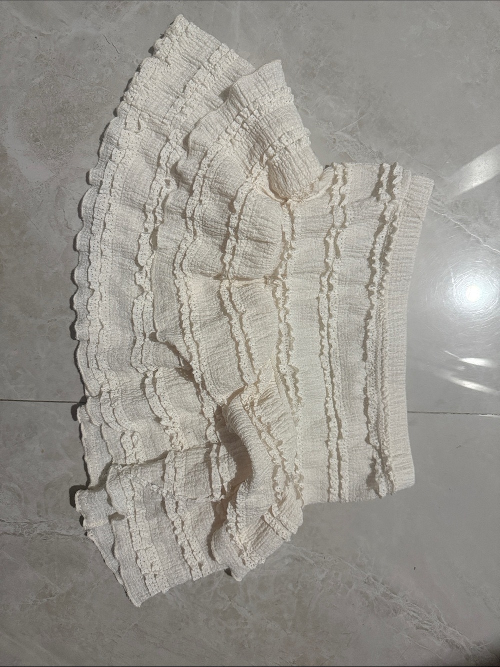 Cream Tiered Ruffle Mini Skirt